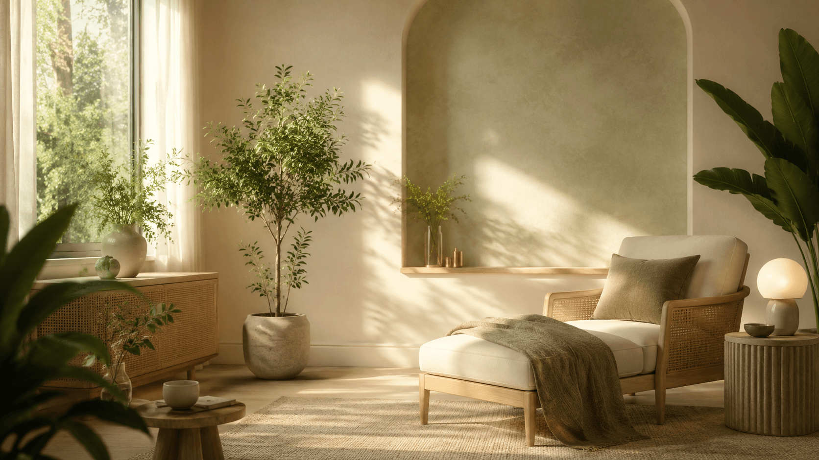Calm sunlit therapy space with plants and natural light for emotional healing and self-understanding at Blooming Mind