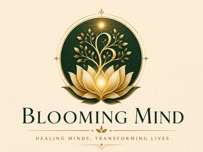 Blooming Mind logo - lotus and tree emblem, clinical psychologist in Pune